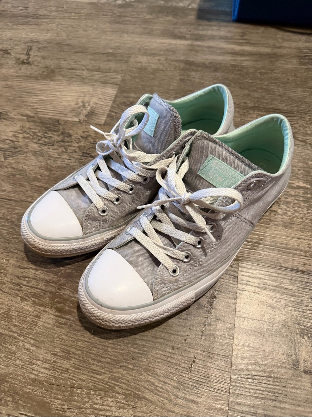 Converse Light Gray Low-Top Sneakers with Mint Interior - Picture 2 of 7